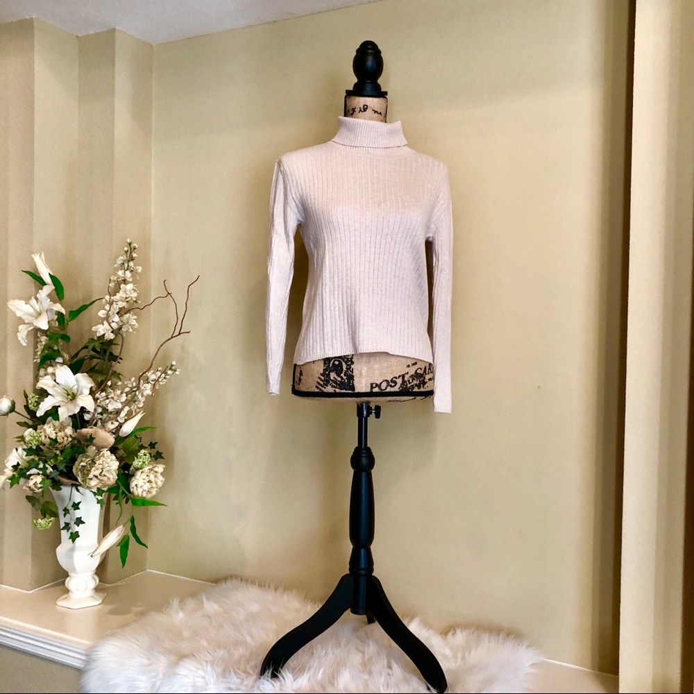 ~Talbots~ sand tan turtleneck long sleeve top - Picture 2 of 4